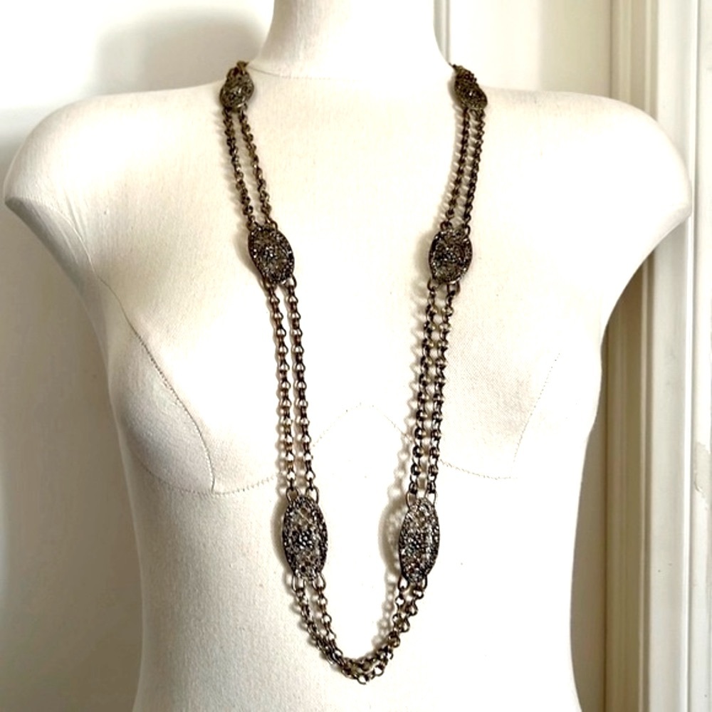 Belt or Necklace / Filigree & Rose / Metal - Picture 2 of 10